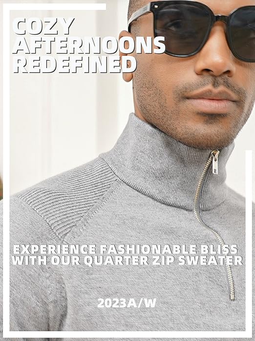 トップス M ELECTRIC LOGO TURTLENECK SWEAT SET UP ICEMOOD Mens Quarter Zip Pullover Sweater Mock Turtleneck